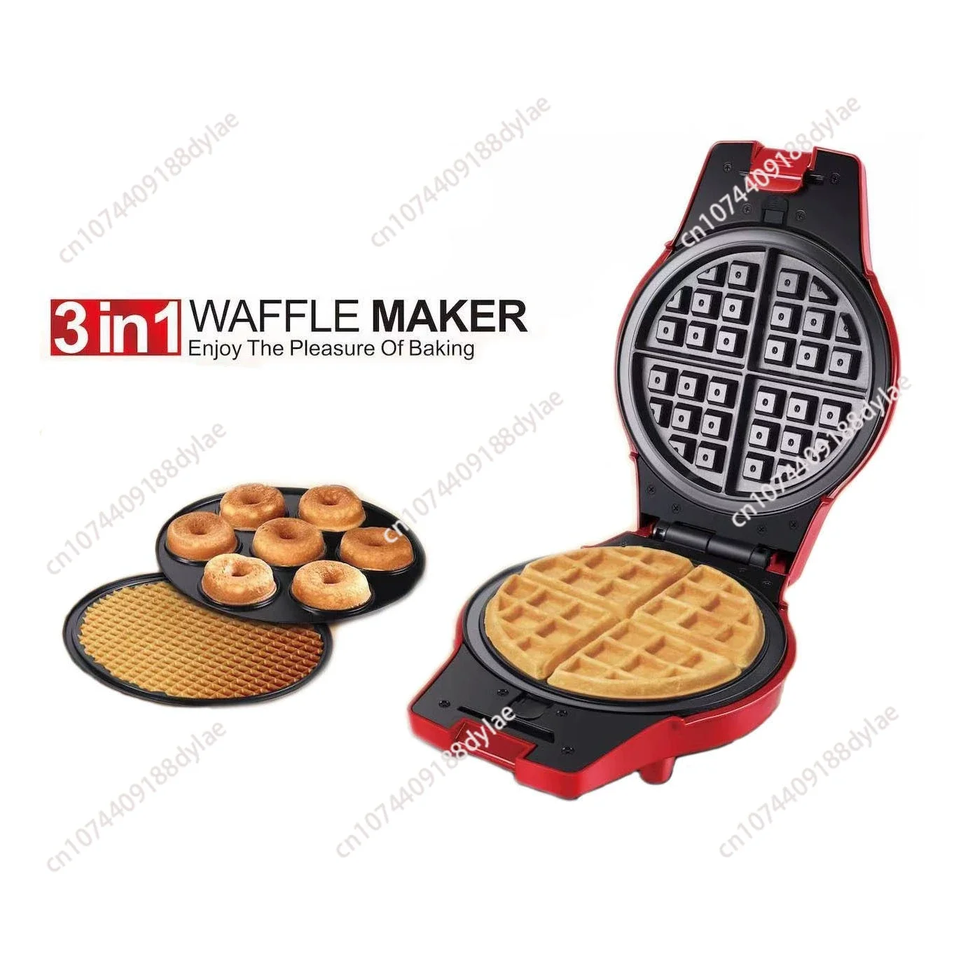 

3-In-1 Donut Cake Machine Exchangeable Baking Pan European Standard 220V Sandwich Waffle Pancake Egg Roll Breakfast Machine