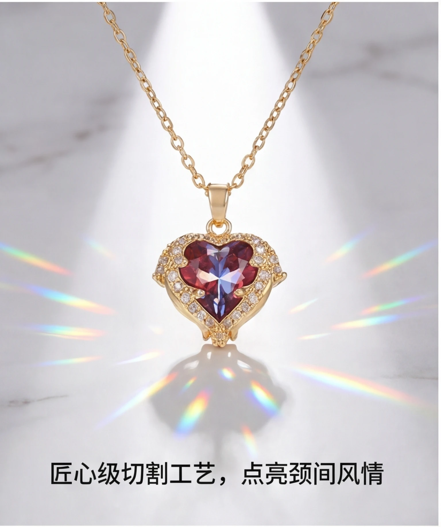 Collier pendentif cœur océan e - Heart Locket Necklace Photo avis et prix