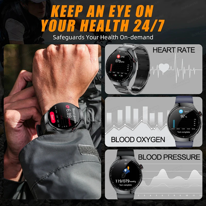 Smart Watch para Xiaomi IOS, Monitoramento de Saúde, Frequência Cardíaca, Pressão Arterial, ECG, Ácido Úrico, Sangue, Gordura, Novo, 2024