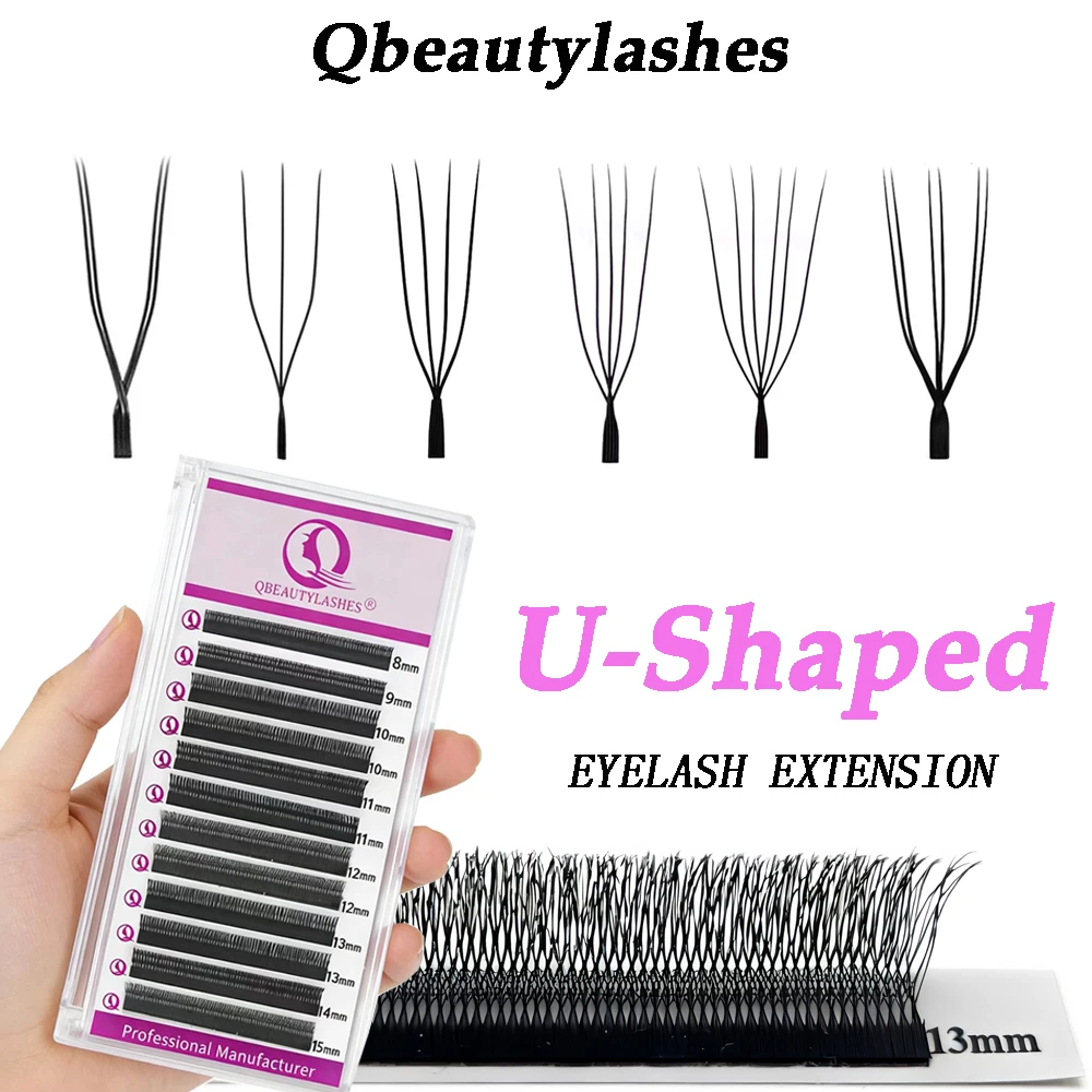 

Qbeautylashes U Shaped W 3D 4D 5D 6D Premade Fans Volume Eyelash Extensions 0.07mm Curl C/D 12Rows Prefessional Handmade Lashes