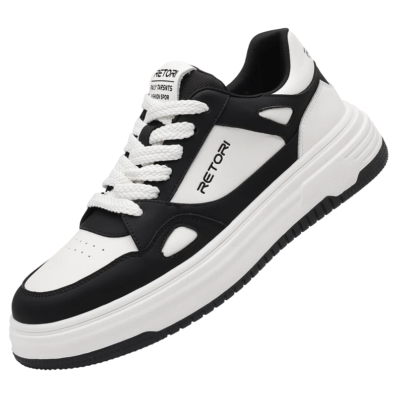

Men's Shoes Spring 2026 New Style Genuine Leather Breathable Black and White Sneakers Trendy Versatile Thick-Soled Sports Casual