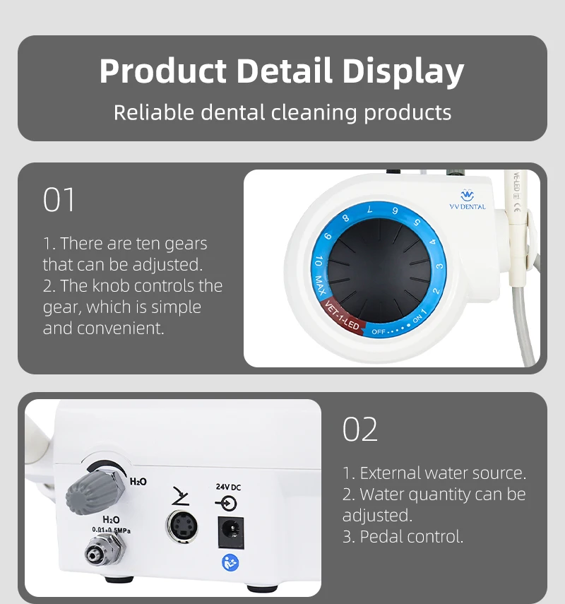 VVDental Ultraschall-Scaler-Maschine mit LED-Licht-Handstück zur Entfernung von Zahnstein und zur Zahnreinigung für Zahnkliniken – Detail 7