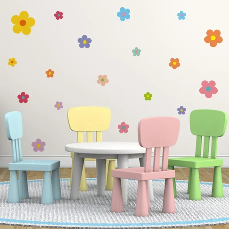 Colorful Flowers Children's Bedroom Wall Stickers Kindergarten Decoration Bedroom Accessories Wall Decorations Living Room