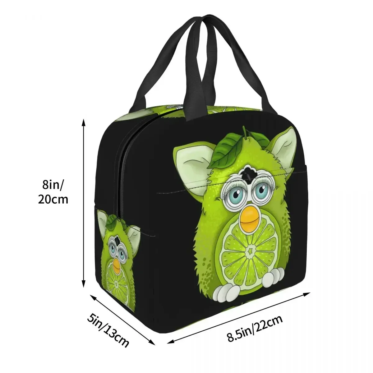 Lime Green Furby Insulated Lunch Bag for Women Office Cooler Thermal Food Box Tote Portable Lunch Boxes Container