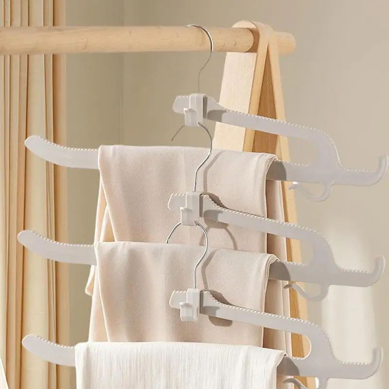 Pants Hanger With Hook 4pcs Anti Slip Hangers For Trousers Foldable Multi-function Space-Saver Hurdle Hanger Scarf Organizer