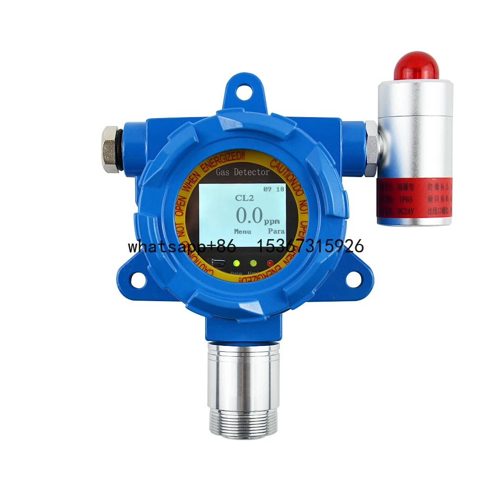 ATEX certified Cl2 gas sensor fixed 4-20mA RS485 two output chlorine gas alarm detector