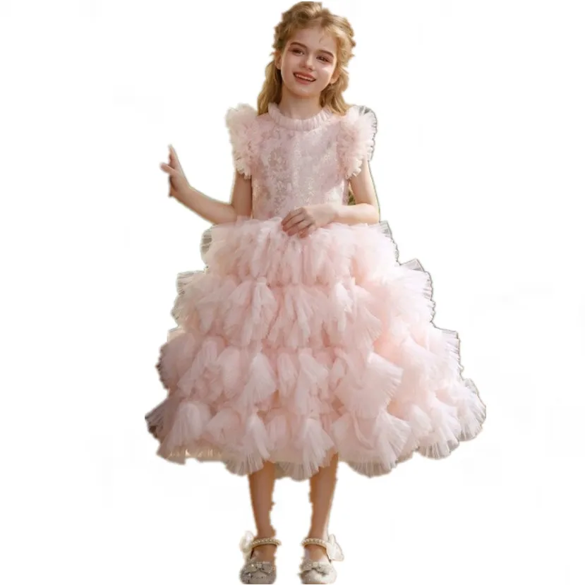 Neues Rosa Partykleid für Kinder, Klavierauftritt-Kleid, Geburtstags- und Hochzeitskleid für Mädchen A5035, Großhandel Abendkleider für Mädchen – Detail 8
