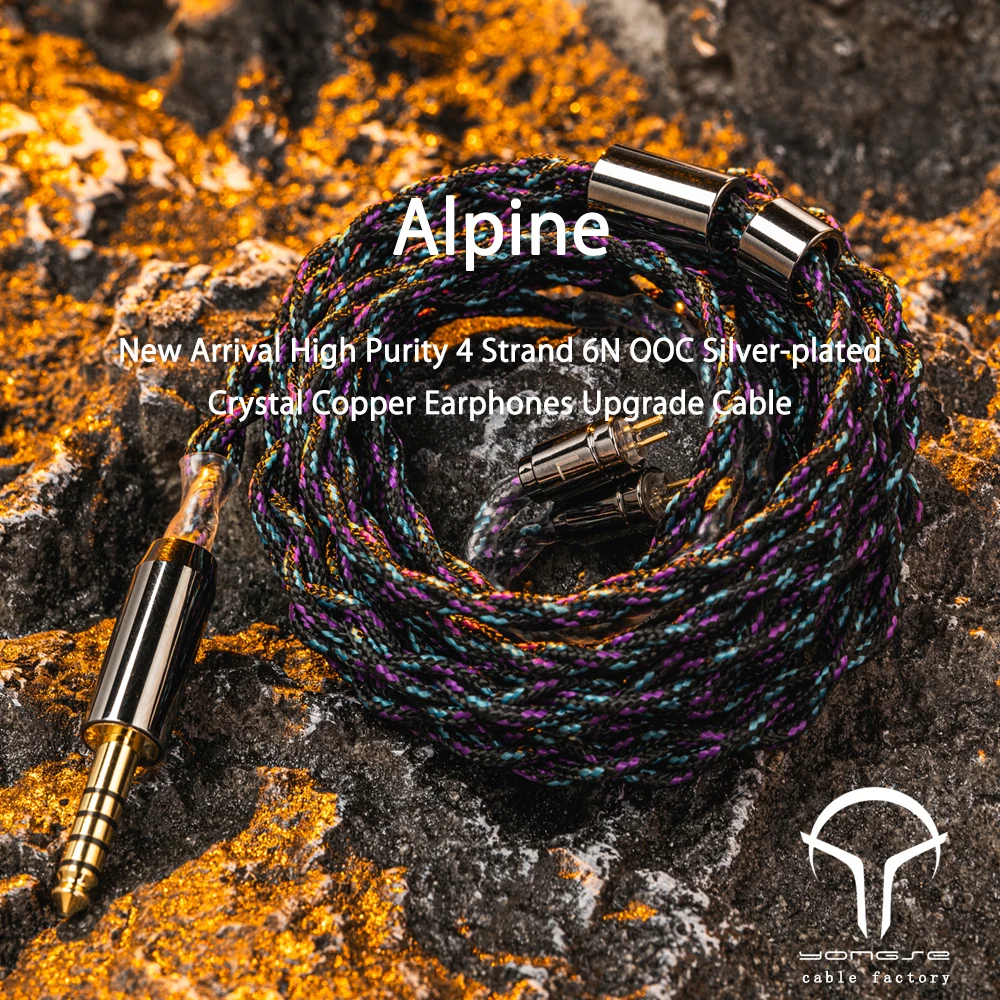 Yongse Alpine New Arrival High Purity 4 Strand 6N OOC Silver-plated Crystal Copper Earphones Upgrade Cable