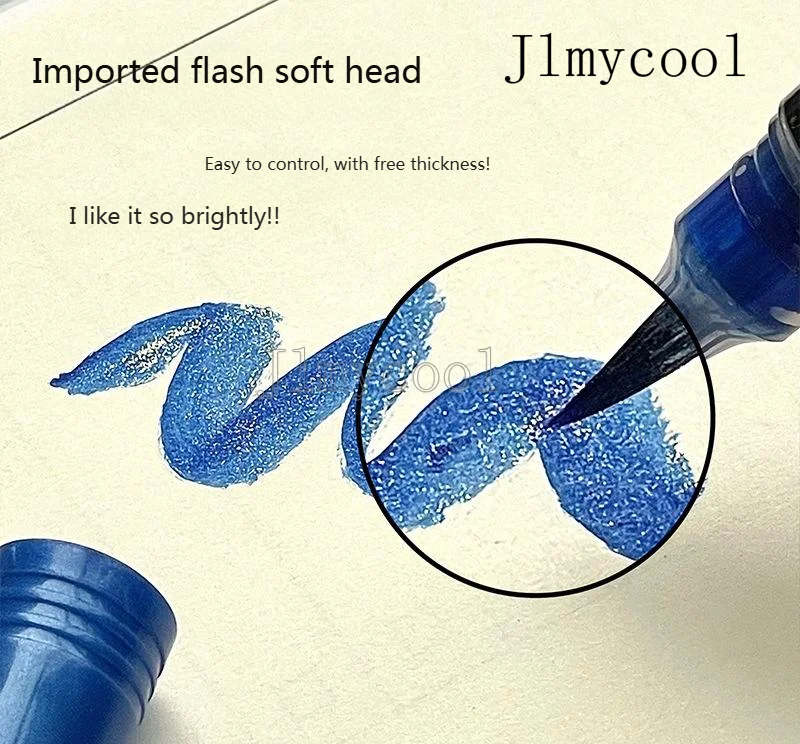1PC Press Butterfly Beauty Calligraphy Soft Head Metal Brush Pearlescent Painting Hand Account Small Case Brush Scripture Pen