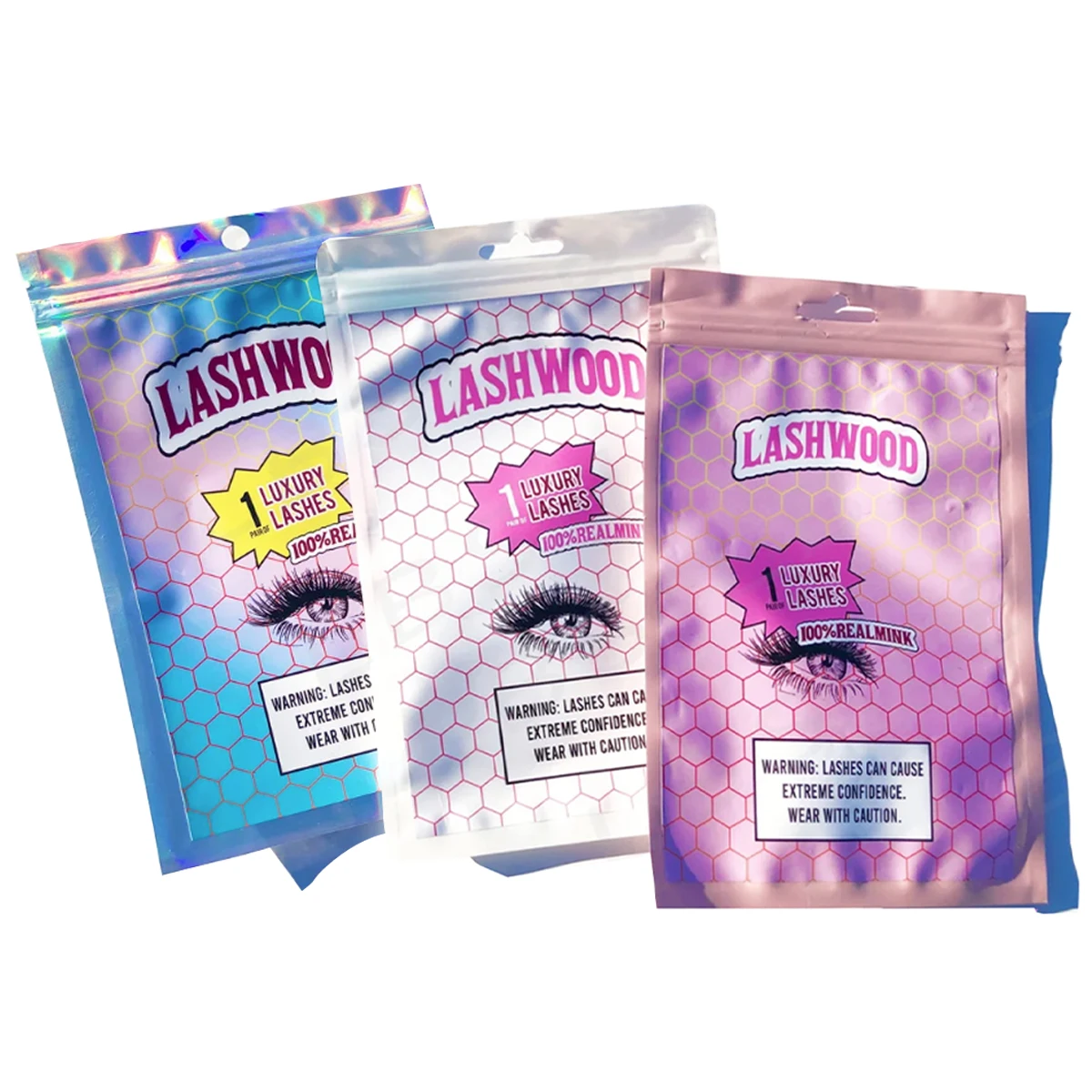 Lashwood Bag Package Sets Zip Lock Lash Packaging Resealable Eyelashes Case Pouch Cosmetic Box For Travel Salon Custom Logo