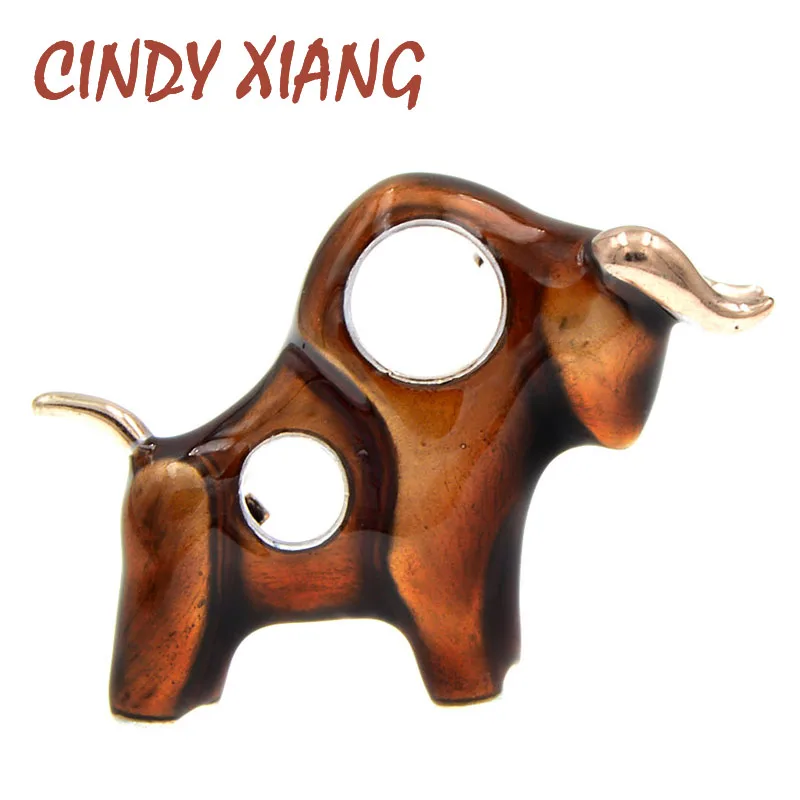 CINDY XIANG Enamel Strong Bull Brooch Unisex Women And Men Pin Brooches Animal Jewelry