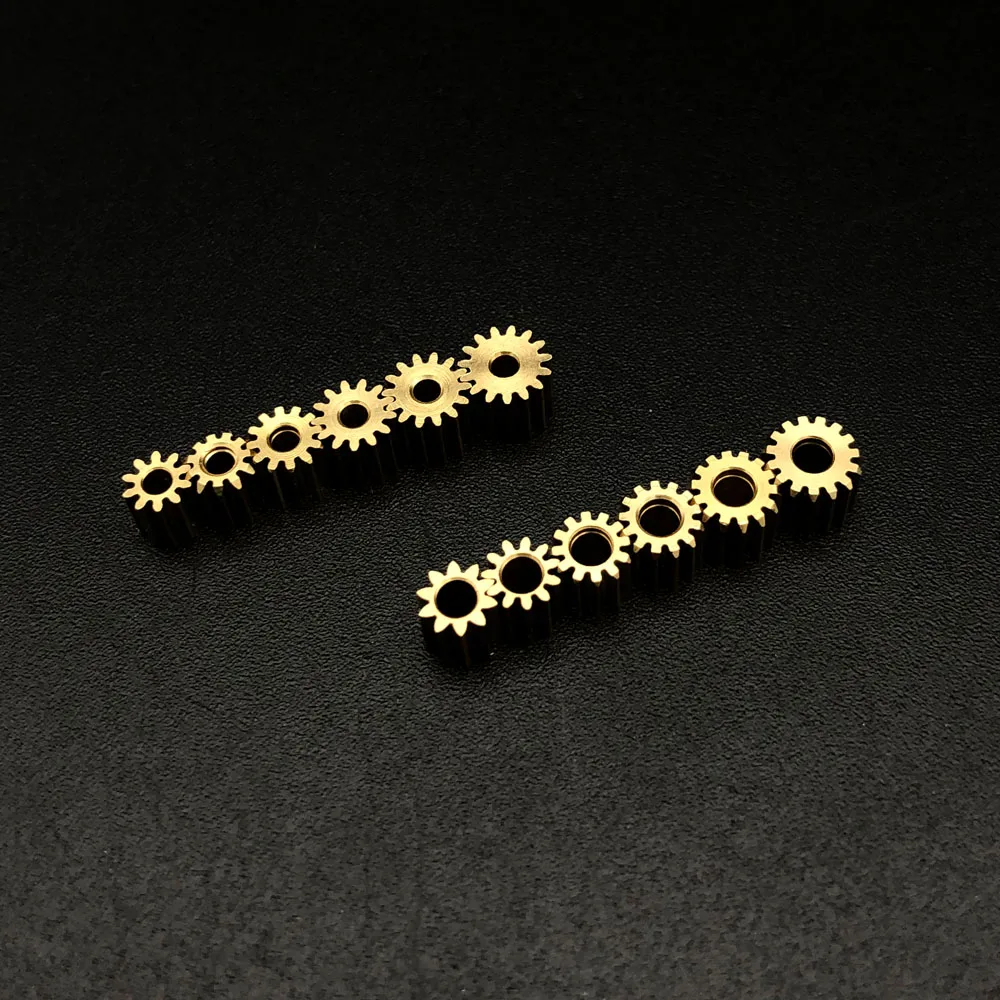 10Pc/Lot 10T 11T 12T 13T 14T 15T 0.3M Brass Gear Spur Pinion Mechanical Bore Hole Aperture 2mm 1.98mm 2A 1.5mm 1.48mm 1.5A H 4mm