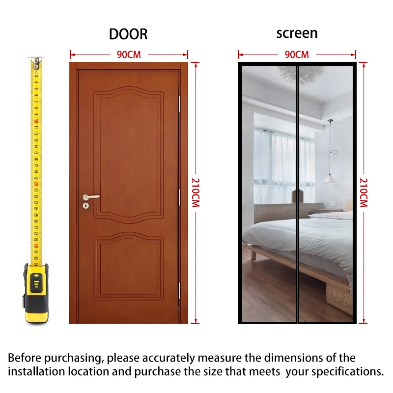 1 Set porta zanzariera magnetica nera rete invisibile moderna con chiusura automatica per la protezione degli insetti della cucina e del soggiorno