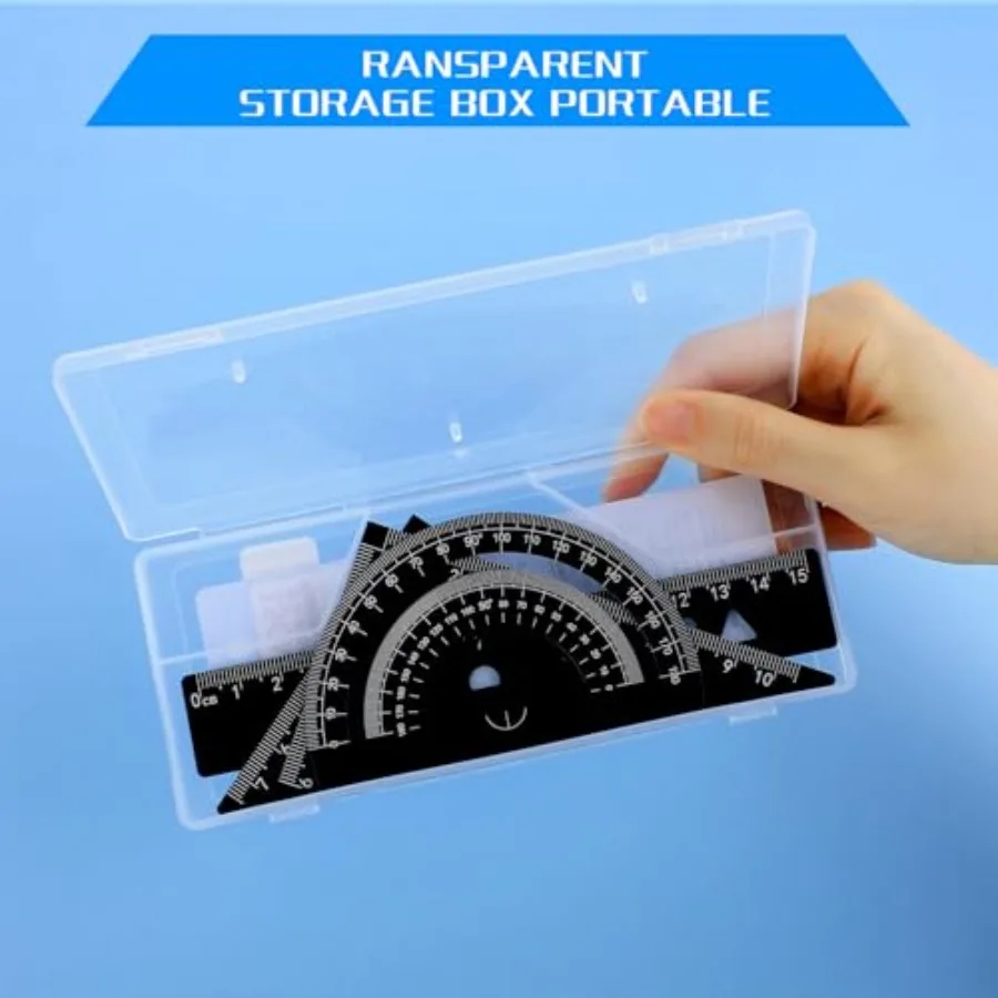 مجموعة مسطرة معدنية مساطر مثلثة من سبائك الألومنيوم الأسود مسطرة حافة مستقيمة منقلة جيتري ومسطرة جيتري مجموعة للرسم دكتور #4