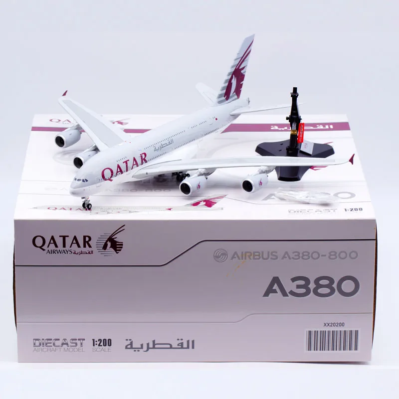 

XX20200 Alloy Collectible Plane Gift JC Wings 1:200 Qatar Airways Airbus A380 Diecast Aircraft Jet Model A7-APG With Stand