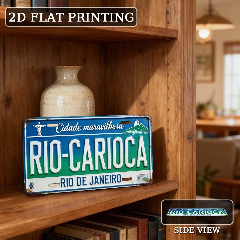 2D Flat, [2D Flat] 2D Flat Printed Vintage Metal Sign Decoration, 12.0inch × 6.0inch, Rio De Janeiro, Brazil City Themed Decorat