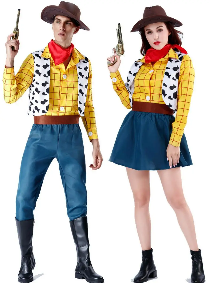

loween Cosplay Toy S Woody Western Cowboy Couples Costume Par Stage Outfit Men's Version Polyester Ethnic Costume