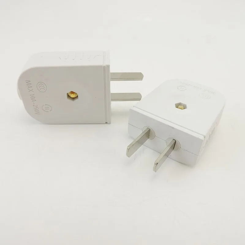 100v 220v 250v 10A  US AU Plug 2 Flat Pin Diy Replacement Rewireable Wall Power Plug Adapter AC White Color Rotatable C2
