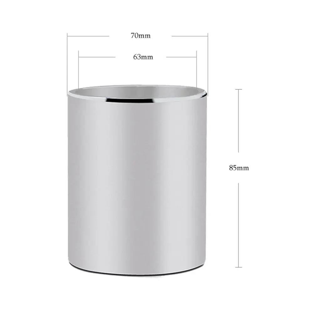 Aluminium Alloy Pen Holder Silver Round Simple Design Desktop Stationery Organizer Pencil Container Pencil Holder for Home