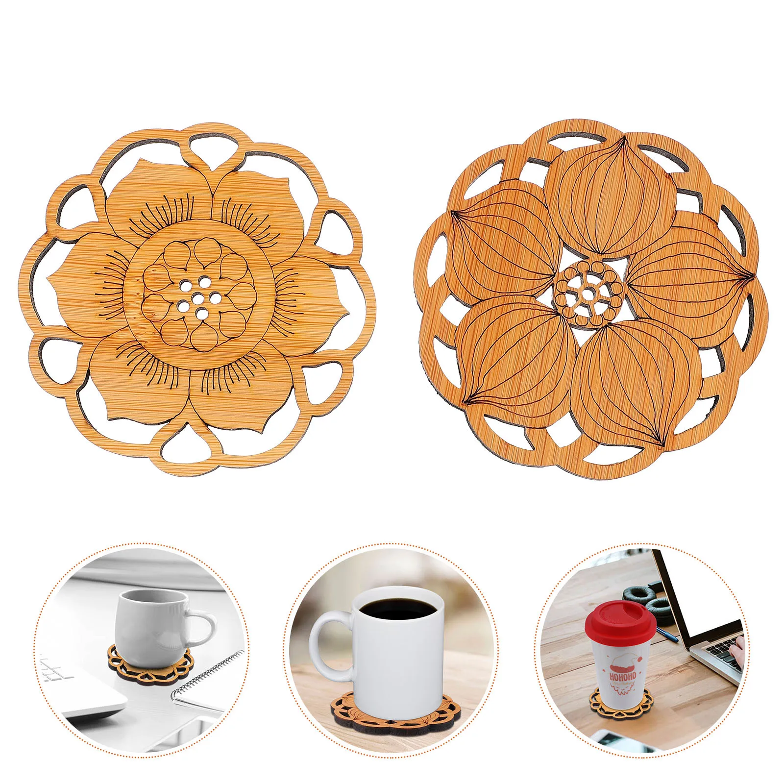

1Set Fine Craftsmanship Lotus Bamboo Coasters Attractive Cup Pads for Home Decor Cup Mat Bamboo Coaster Lotus-Shaped Coaster