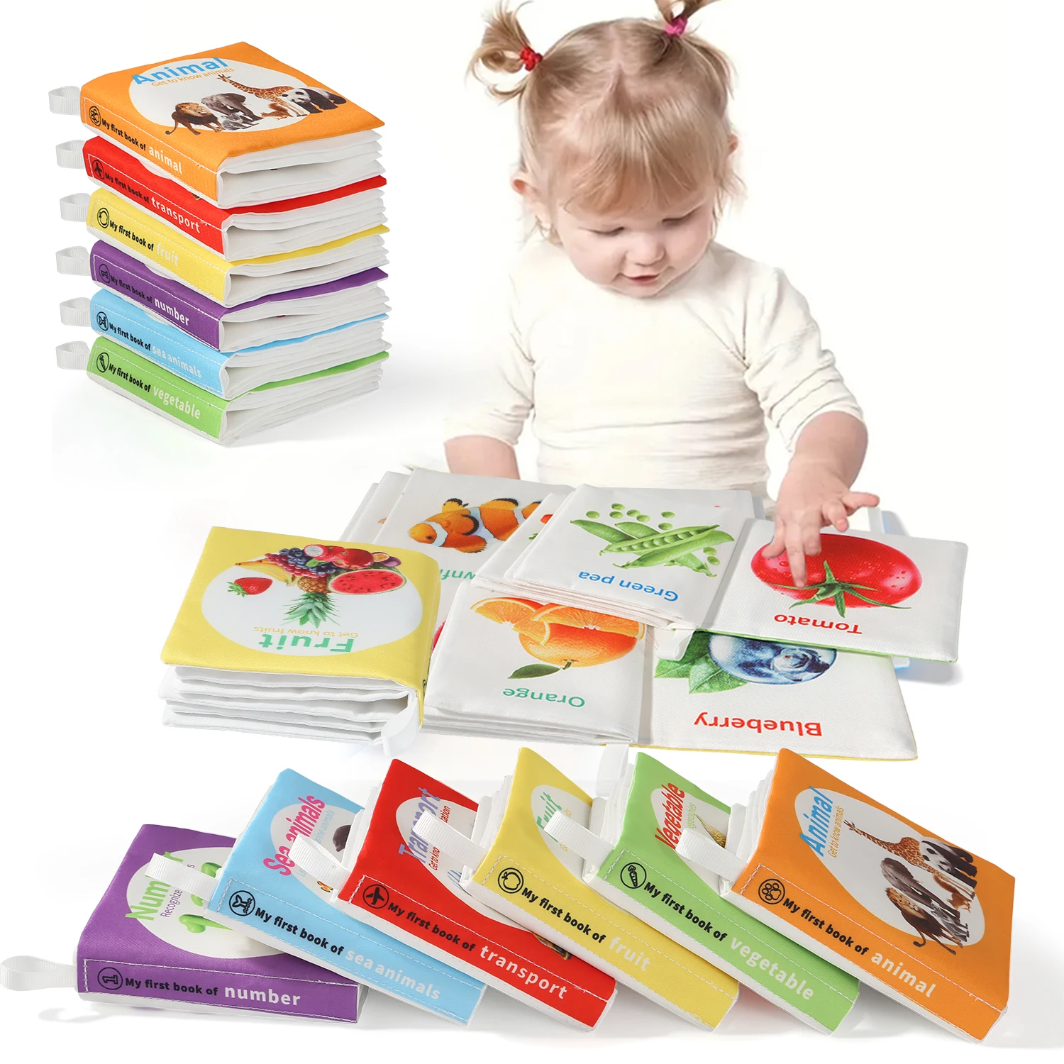 Baby Six Page Enlightenment Book 0-6 Months Thickened Washable Sound Paper+Touch Grip Newborn Visual Touch Enlightenment Cogniti