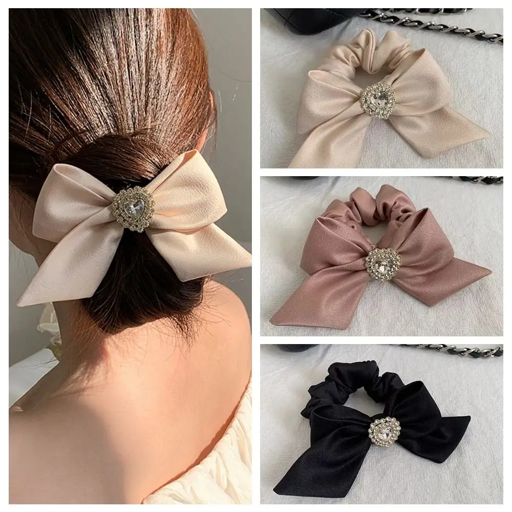 

Lolita Bowtie Hair Scrunchies Rhinestones Ponytail Holder Ribbon Hair Rope Solid Color Hair Accessories Bowtie Hair Rope Girl