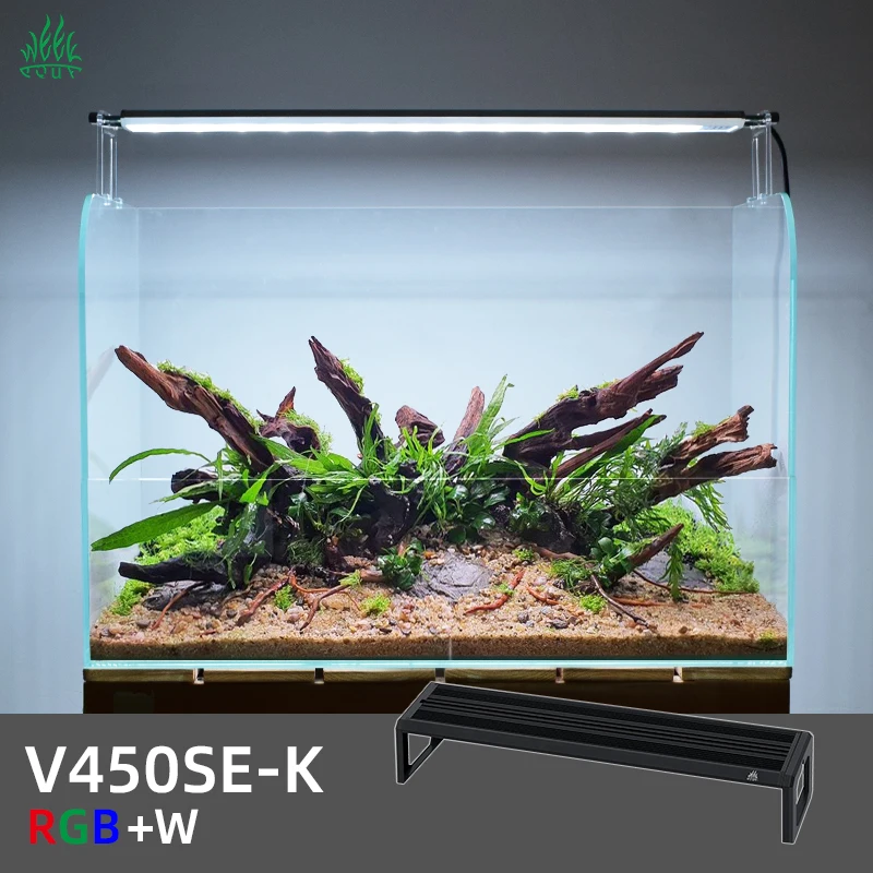 

V450K WRGB Wholesale Led Aquarium Lamp Dimmable Full Spectrum Used in Freshwater Fish Tank Led Aquarium Lights Sliver