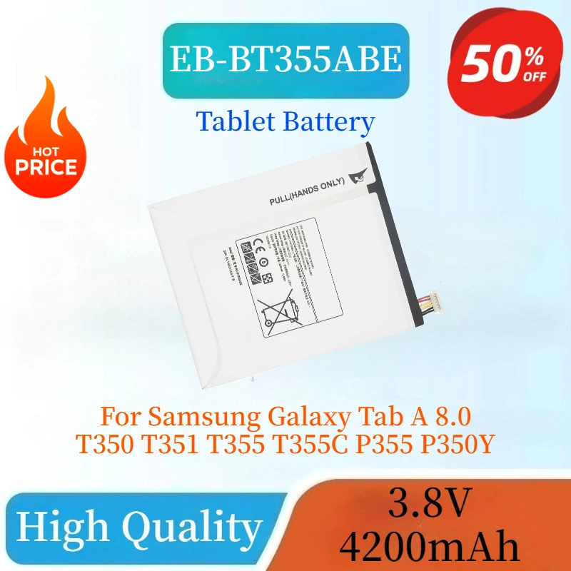 

High Quality Brand New EB-BT355ABE 3.8V 4200mAh Tablet Battery for Samsung Galaxy Tab A 8.0 T350 T351 T355 T355C P355 P350Y