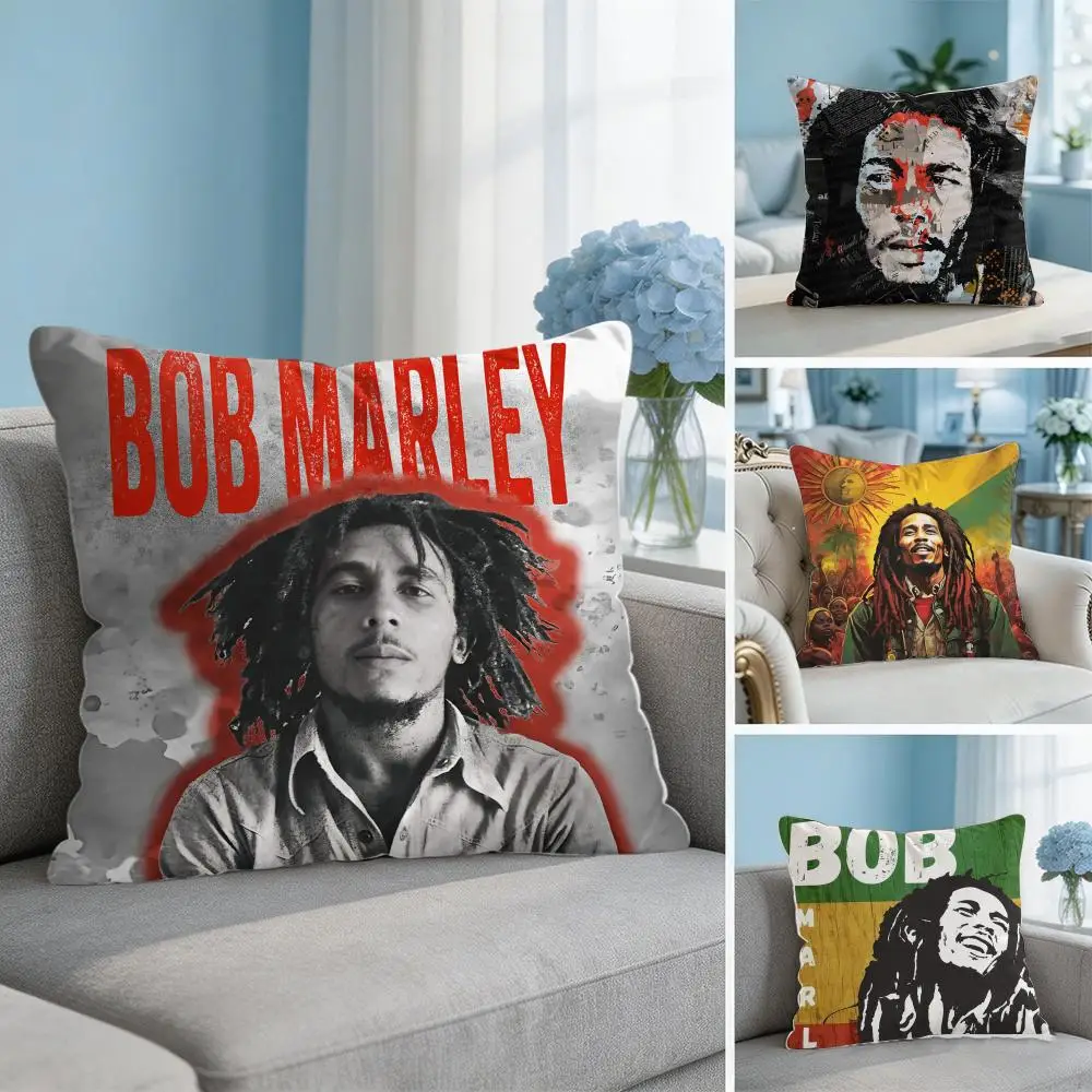 Singer Bob M-Marley Cushion Cover Square Pillow Bedroom Sofa Leisure Comfort Living Room Home Decoration 40X40