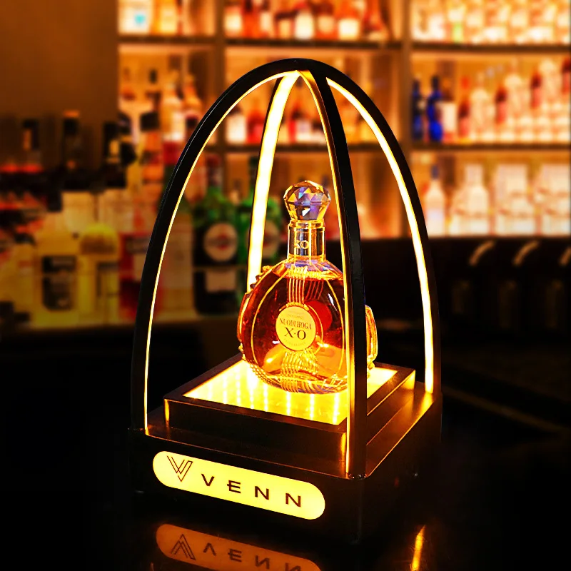 

Светодиодная светящаяся подставка для вина, светящаяся акриловая основа для бутылок, многосторонняя настольная витрина для бара, держатель для бутылок вина в ночном клубе