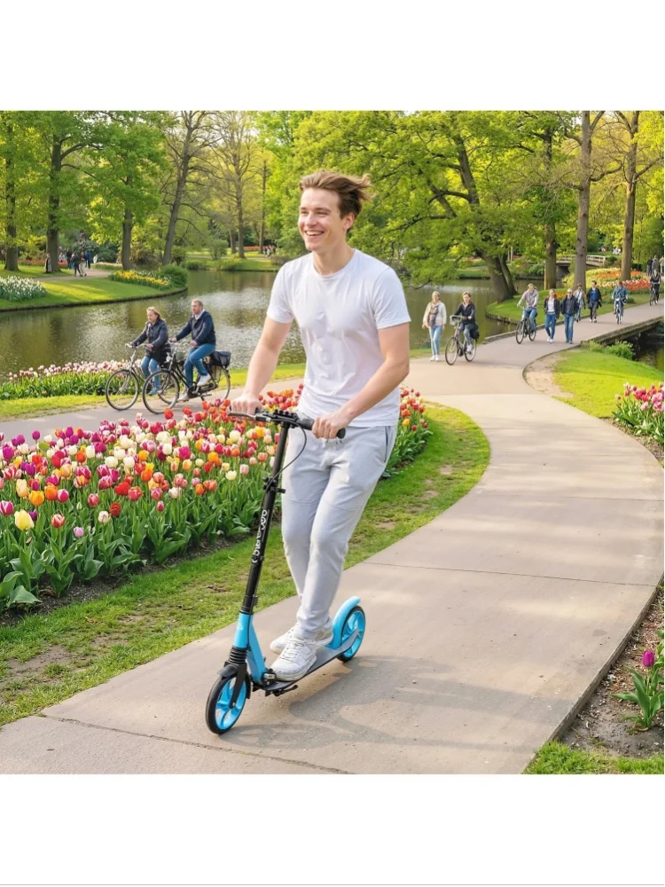 HOMCOM Folding Kick Scooter for 14+ w/ Adjustable Height