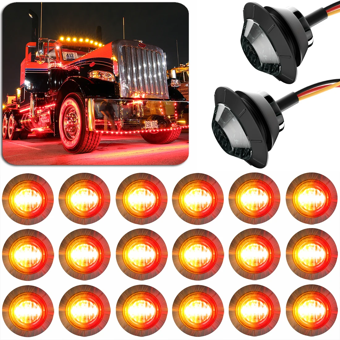 PSEQT Car Decorative Lights Waterproof 3/4