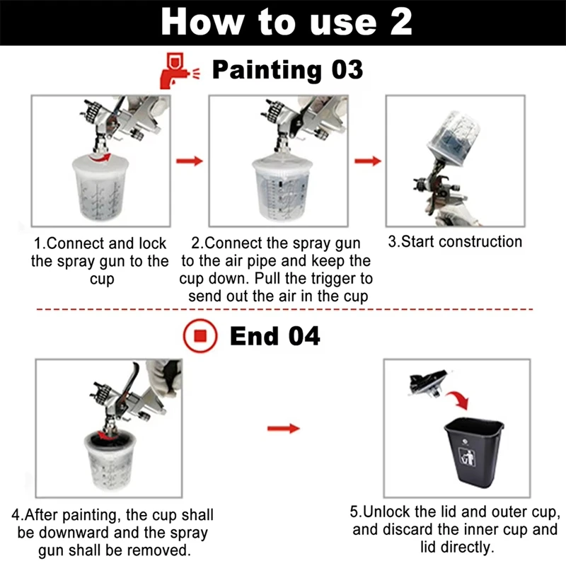 Paint Mixing Cup System 20 Ounce 600Ml Kit Disposable HVLP Paint Spraypaintgun 20 Ounce Kit Paint Spraygun Refill Kit-AC47