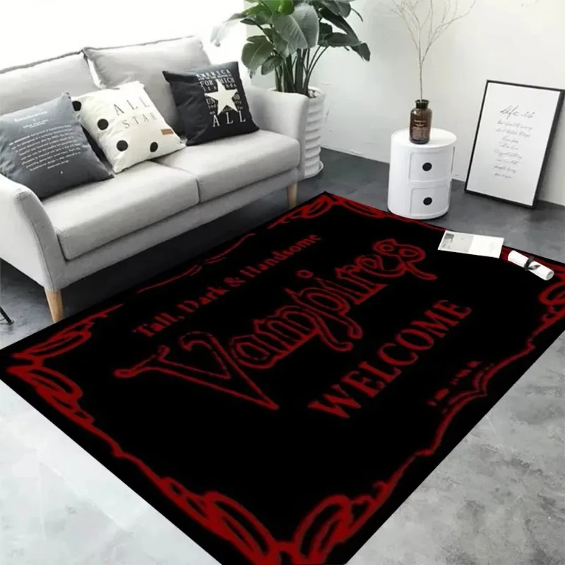 Dark Gothic Style Floor Mat Flannel Rug Non Slip Soft Carpet for Bedroom Living Room Decor Vintage Pattern Home Floor Decor Mat