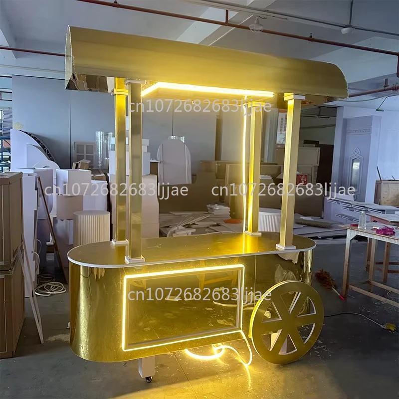 Factory Sales Wedding Party Event Decorative Cake Dessert Display Stand Vintage Gold Candy Cart