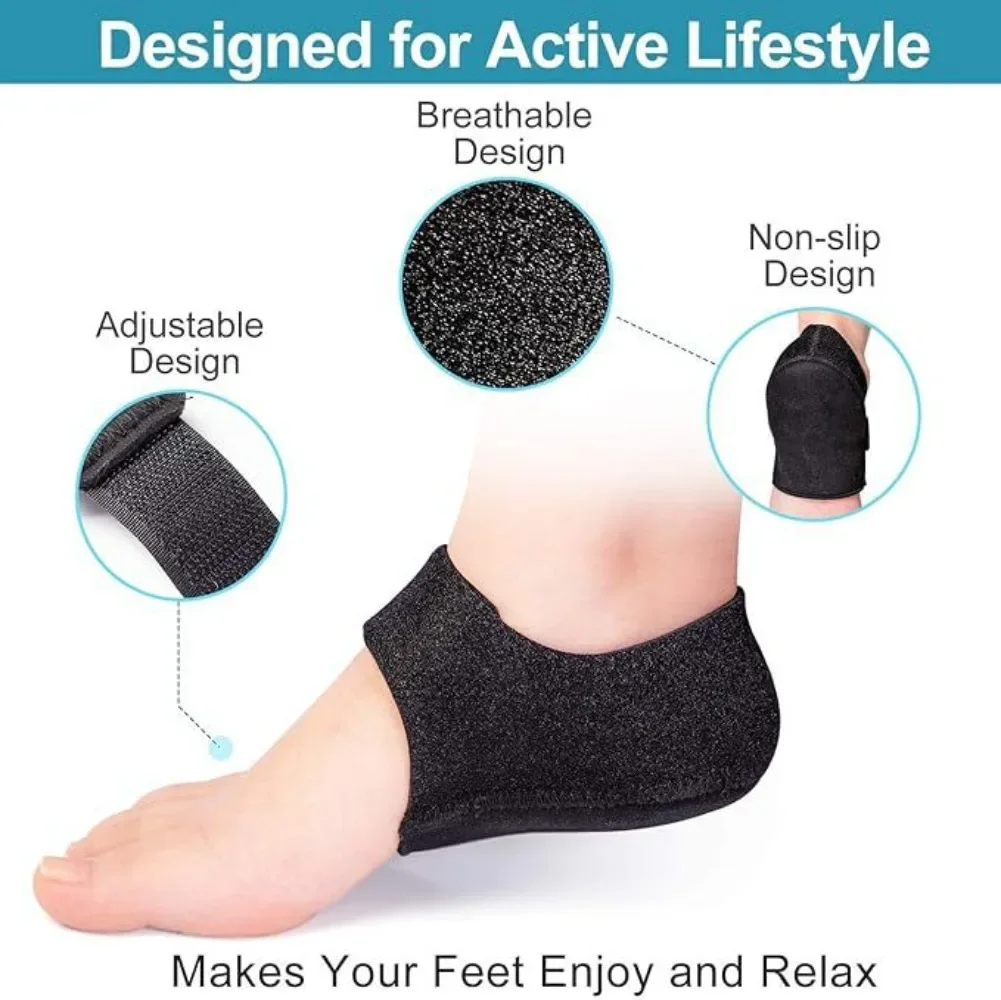 1 Pair Silicone Heel Pads, Shock Absorption, Relieving Leg Pressure, Adjustable Straps, Prevent Slipping Insoles - view 5