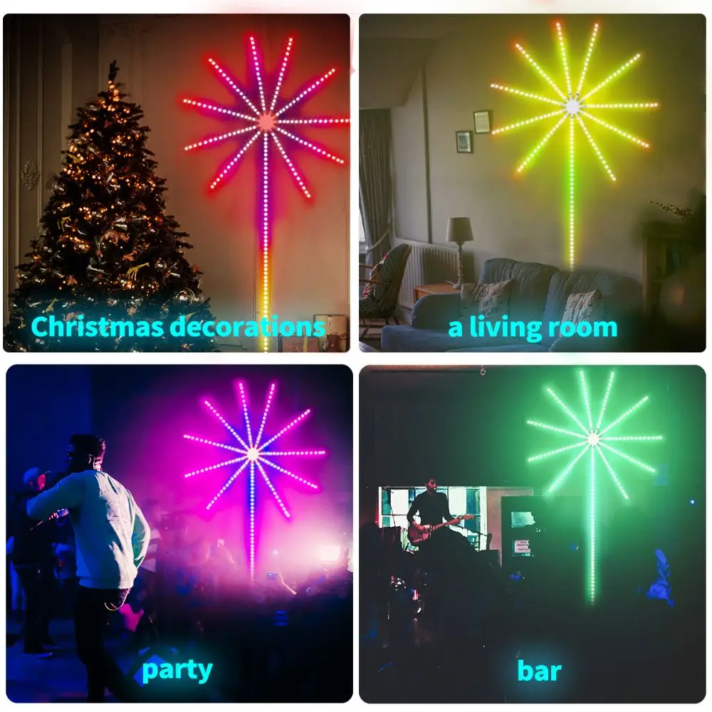 Sound Activated Firework Atmosphere Lamp Color Changing USB Powered RGB LED Strip Light Music Control Bluetooth APP Control