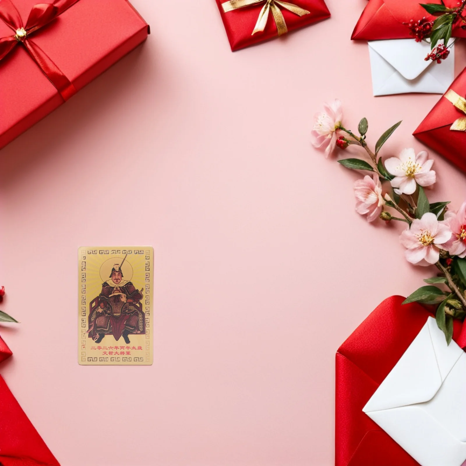 

4pcs Traditional Chinese Taisui Gold Cards 2026 Year Of The Horse Feng Shui Protection Amulet Wealth Health Peace Auspicious