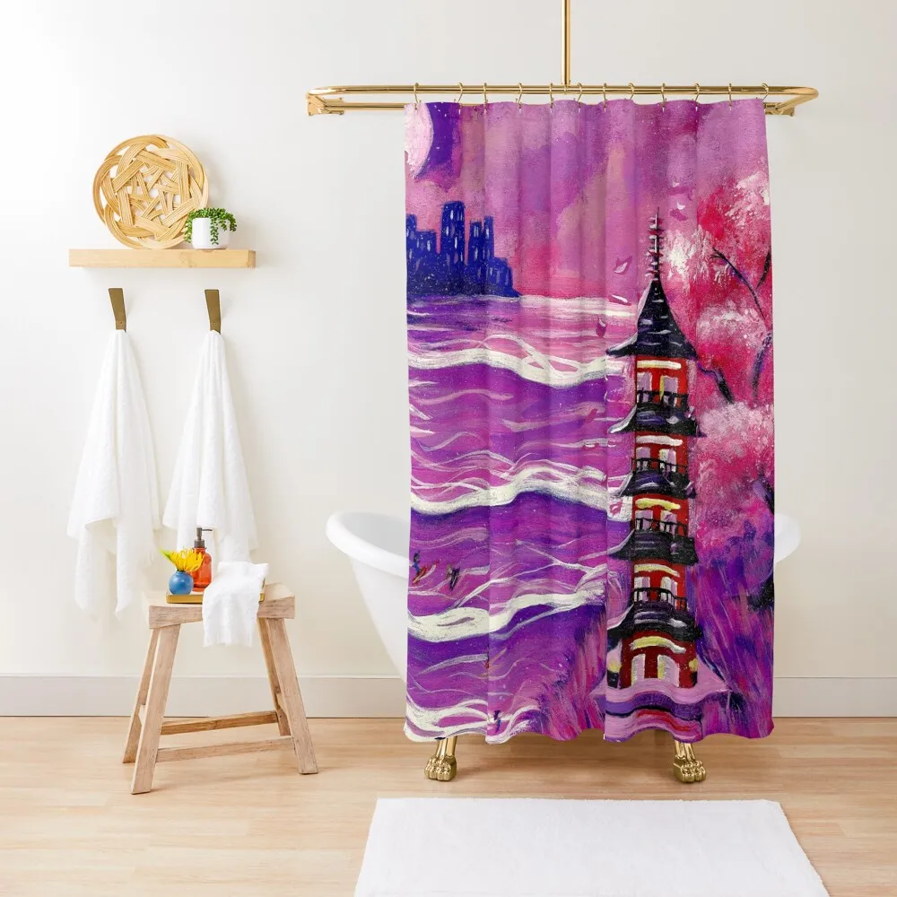 

Tsunami Cover Art Shower Curtain Waterproof Shower For Bathroom For The Bathroom Curtain
