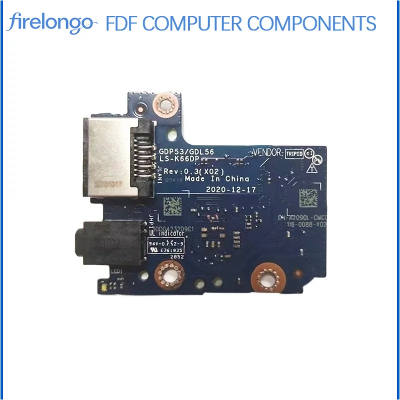 New for Dell Inspiron G15 5511 5510 LS-K66DP RJ45 Ethernet Audio Jack Daughter Board