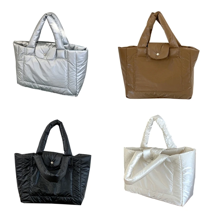 

Fashionable Quilted Bag Spacious Ladies' Padded Shopper Bag Top Handle Purse E74B