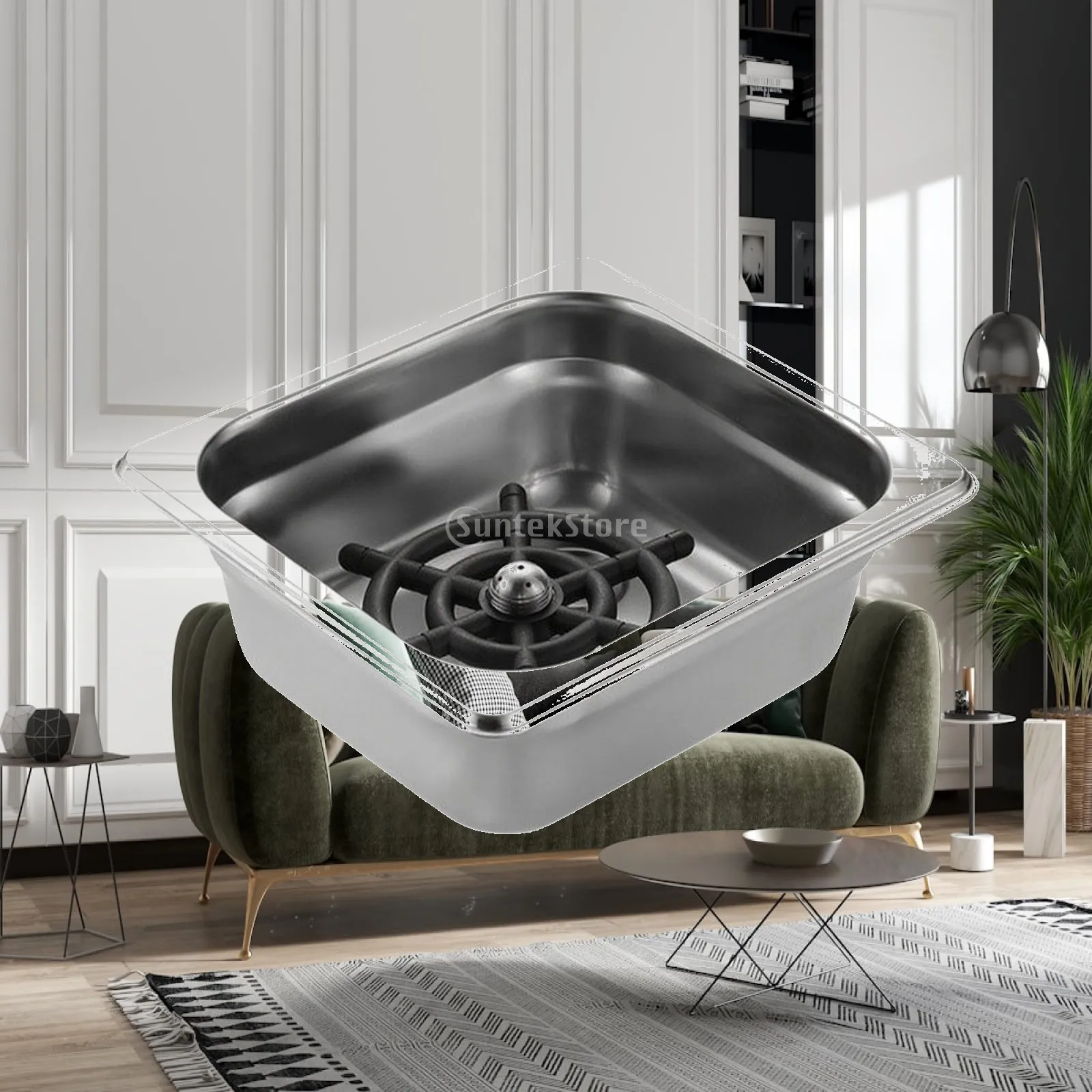 Brushed Silver Bar Sink Washer with Black Spray Head for Commercial Countertop Cup Rinsing Station