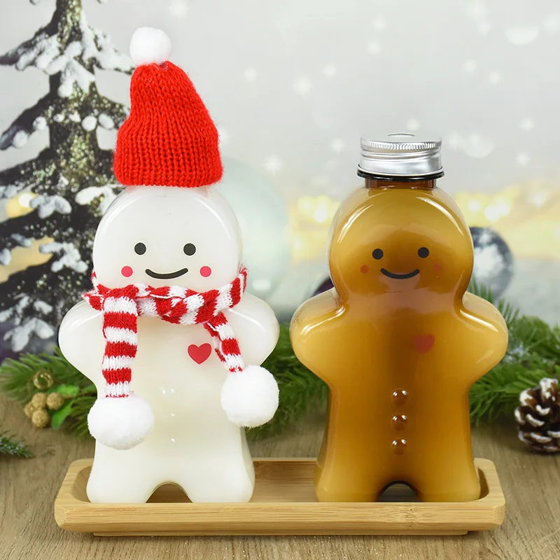 Christmas Festival Drink Bottle Xmas Gingerbread Man Bottles Christmas Party Candy Wrapping Juice Coffee Cup 2023 Navidad Gifts