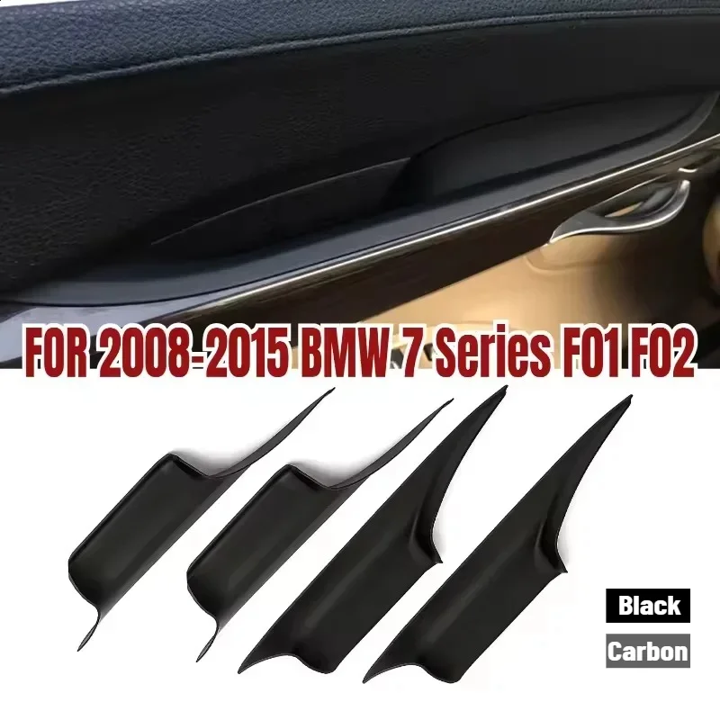 أسود/كربون الجانب الأيسر/الأيمن الباب مقبض داخلي سحب غطاء الناقل 51429151212 51419115501 لسيارات BMW 7 Series F01 F02 2008-2015 #1