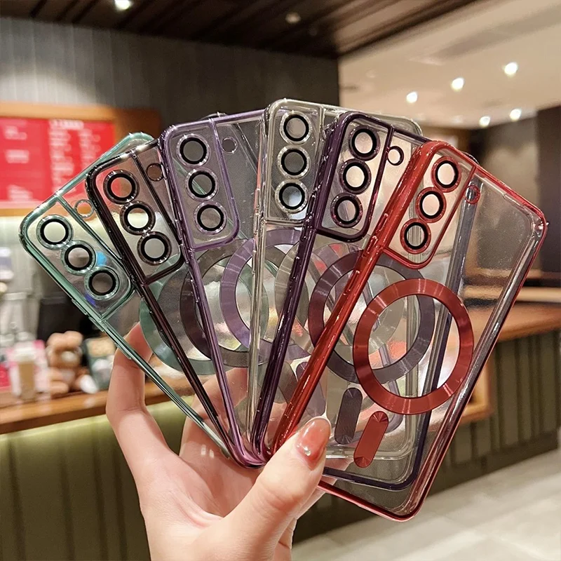 For Samsung A56 Case Plating Silicone Soft Back Cover For Samsung A16 A26 A36 A54 A34 A14 Magnetic Wireless Charging Cases