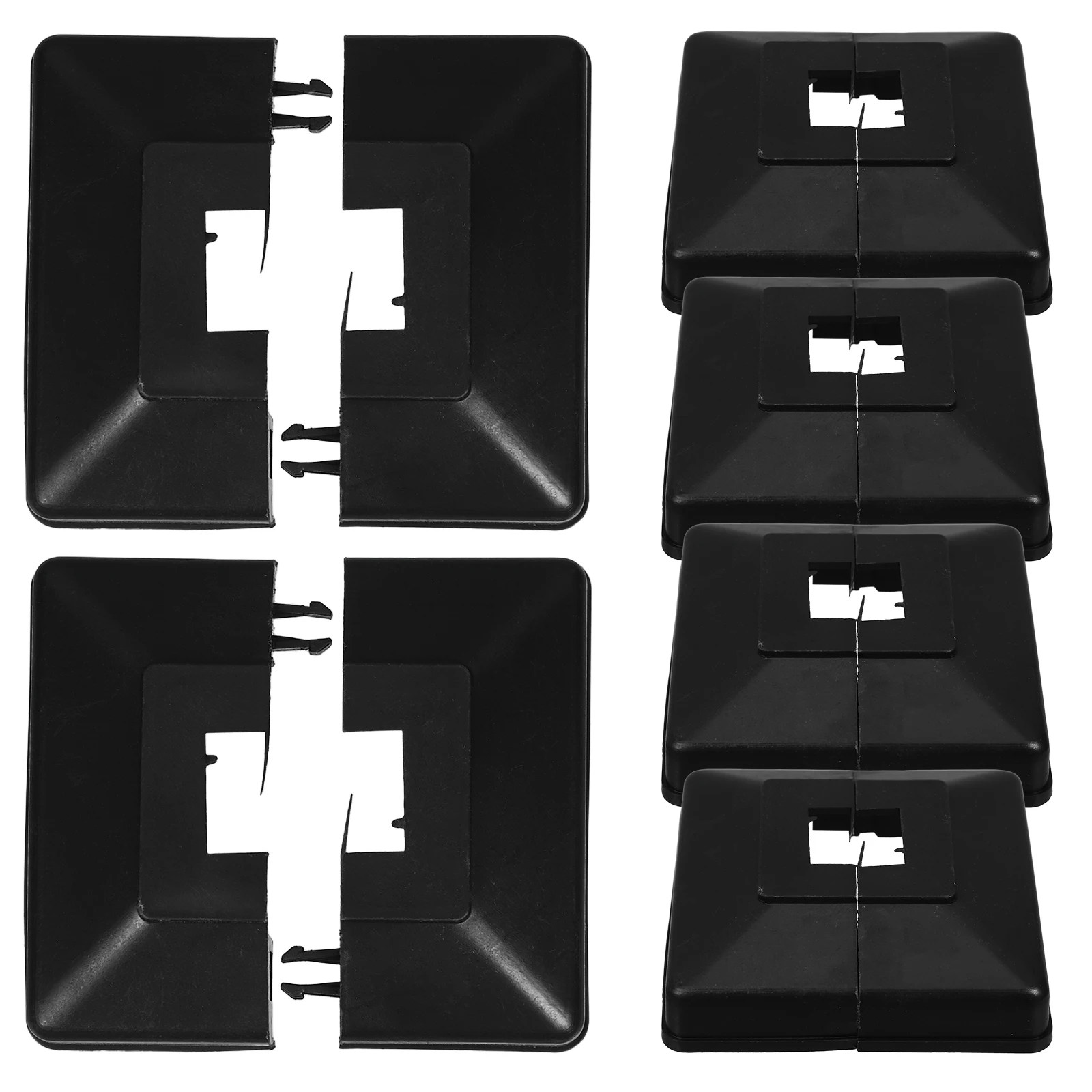 6pcs Black Plastic Split Post Base Cover Skirt For Deck Handrail Fence Small Post Caps Cover Plate Weatherproof Durable Easy