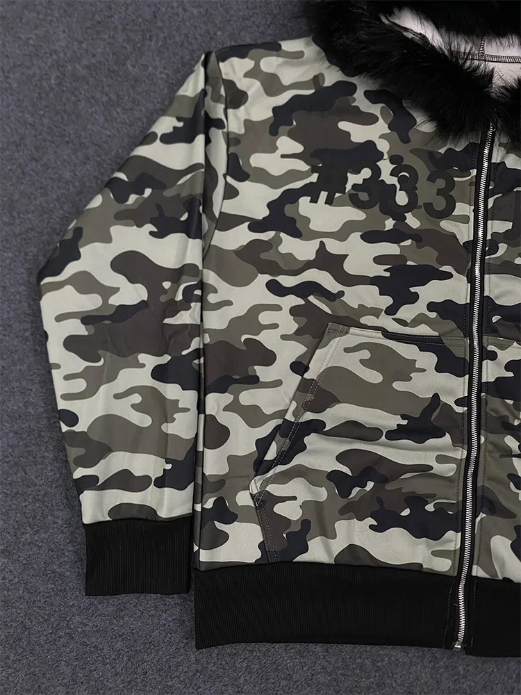 الشتاء التمويه نمط هوديي المرأة الدافئة رقيق الفراء طوق البلوز عادية العصرية مقنعين الرمز البريدي 2025 ملابس امرأة جديدة