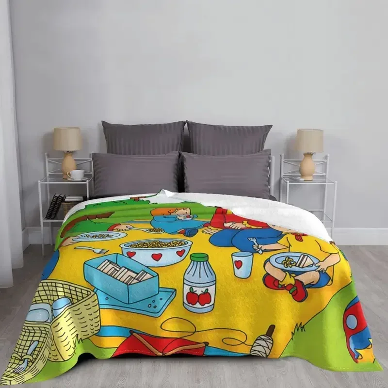 Caillou-Anime Impresso Flanela Cobertor, Cobertor Multifuncional para Casa, Colcha Fina De Pelúcia De Viagem, Desenhos Animados Quentes