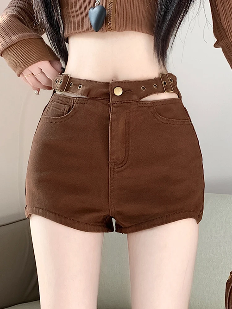 

High Waist A-Line Casual Pants Women's Spring New Sle Retro Brown Slimming Versatile American Hot Girl ort Pants