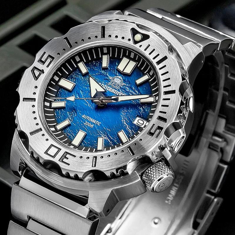 ADDIESDIVE 패션 NH35A 사파이어 시계 남성용 방수 200M 자동 기계식 시계 슈퍼 루미너스 AD2047